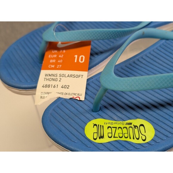 New Nike Solarsoft Thong 2 Flip Flop Blue Sandals Lightweight Women's Size 10 - Picture 2 of 6
